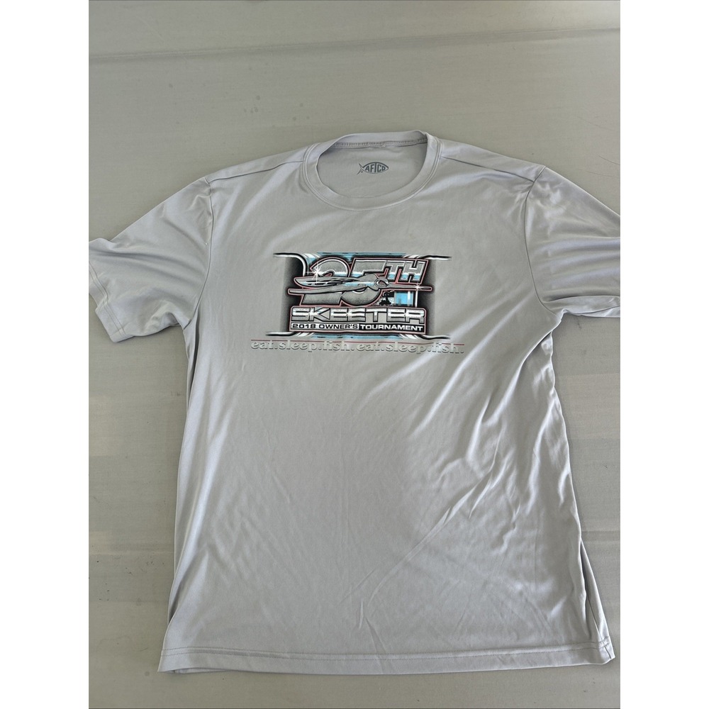 AFTCO Mens Skeeter 25th Owners Tournament 2018 Fishing Shirt Gray XL